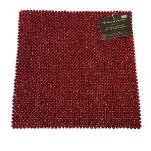 Tahari Beaded Chargers Placemat 15” Square Shimmer  Sparkle Holiday New 1
